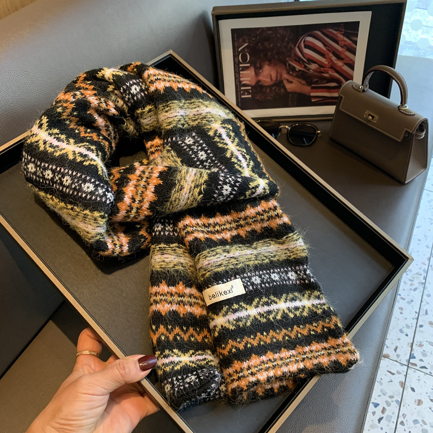 费尔岛风针织围巾女冬季保暖几何韩版复古百搭软糯围脖情侣围脖,服饰配件/皮带/帽子/围巾,围巾/丝巾/披肩,淘宝优惠券,粉丝福利购,淘宝优惠卷