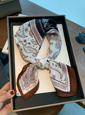 复古佩斯利花纹老钱风方巾丝巾女春夏衬衫西装领巾时尚绑腰围巾