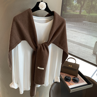 加大版100%纯羊毛披肩女外搭小搭肩春秋空调房坎肩护颈椎小围脖韩