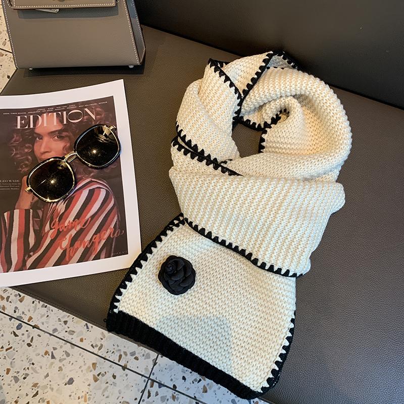 24小香风简约轻柔粗线针织围巾