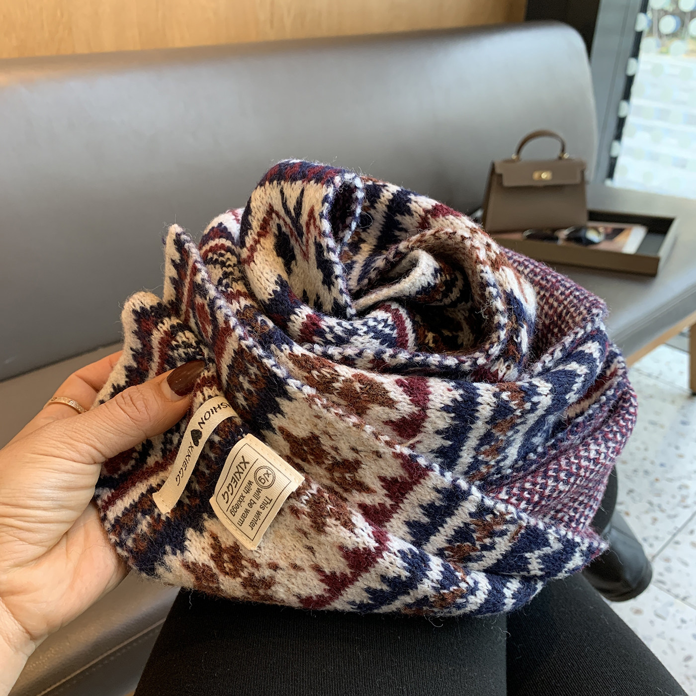 韩版费尔岛风针织围巾女冬季几何提花保暖百搭情侣围脖,服饰配件/皮带/帽子/围巾,围巾/丝巾/披肩,淘宝优惠券,粉丝福利购,淘宝优惠卷