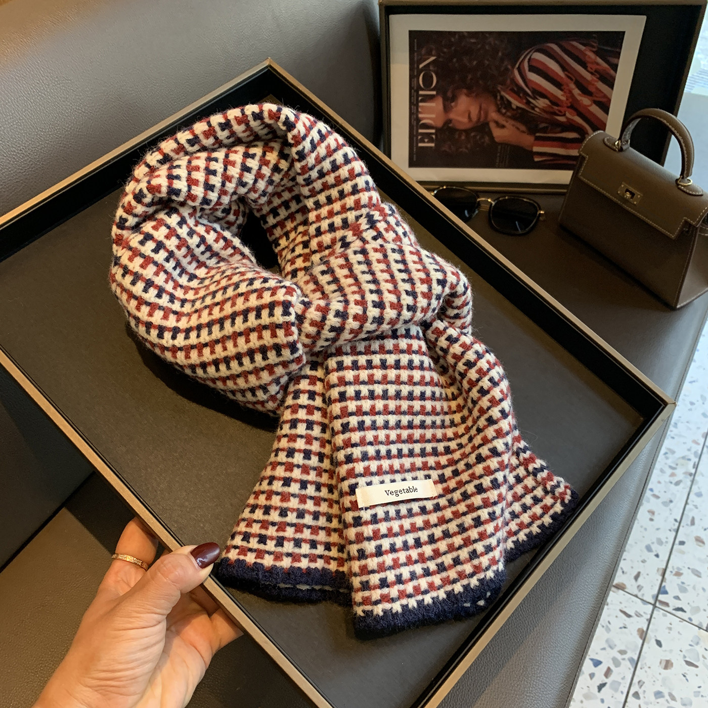 2025韩版海盐费尔岛围巾女冬季百搭红蓝格长方形保暖披肩高级感,服饰配件/皮带/帽子/围巾,围巾/丝巾/披肩,淘宝优惠券,粉丝福利购,淘宝优惠卷