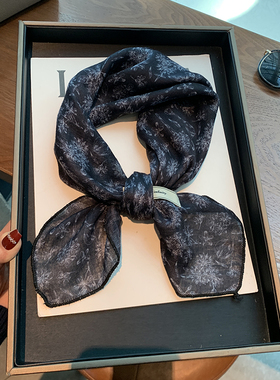 日系随性通勤双面格雷灰黑色领巾文艺百搭叠穿方巾腰带