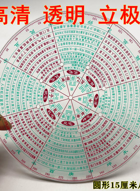 高精度透明罗盘罗庚尺33孔48