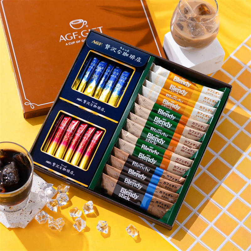 日本直邮  AGF blendy 速溶咖啡礼盒 黑咖啡三合一咖啡共28条