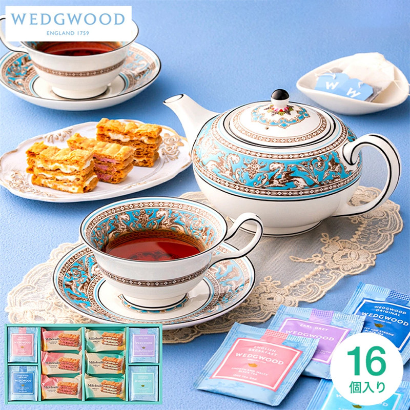 日本直邮 WEDGWOOD 千层酥韦奇伍德茶包礼盒 10包红茶包6个点心