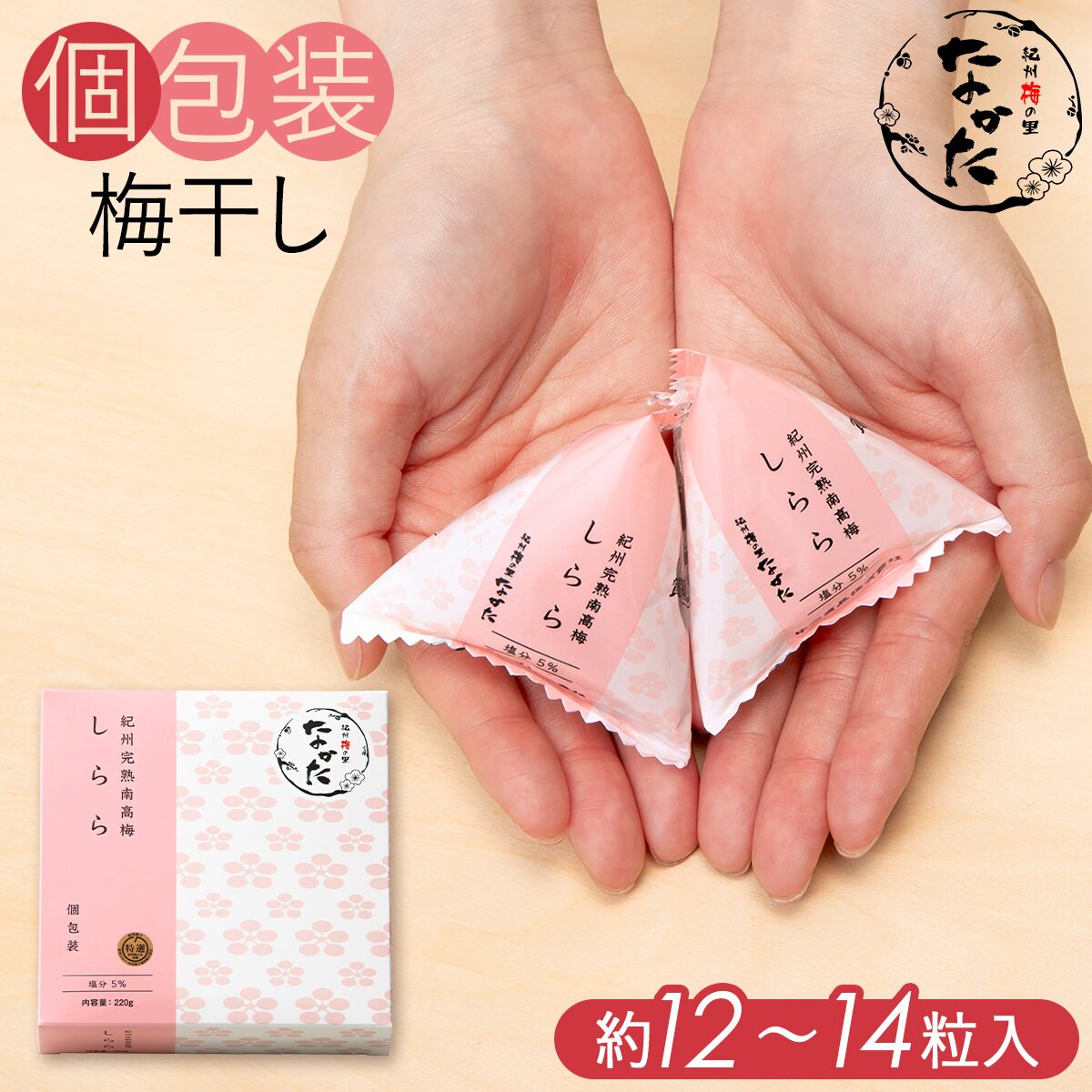 日本直邮 中田食品 白梅独立包装 和歌山纪州南高梅干盐分5% 220g