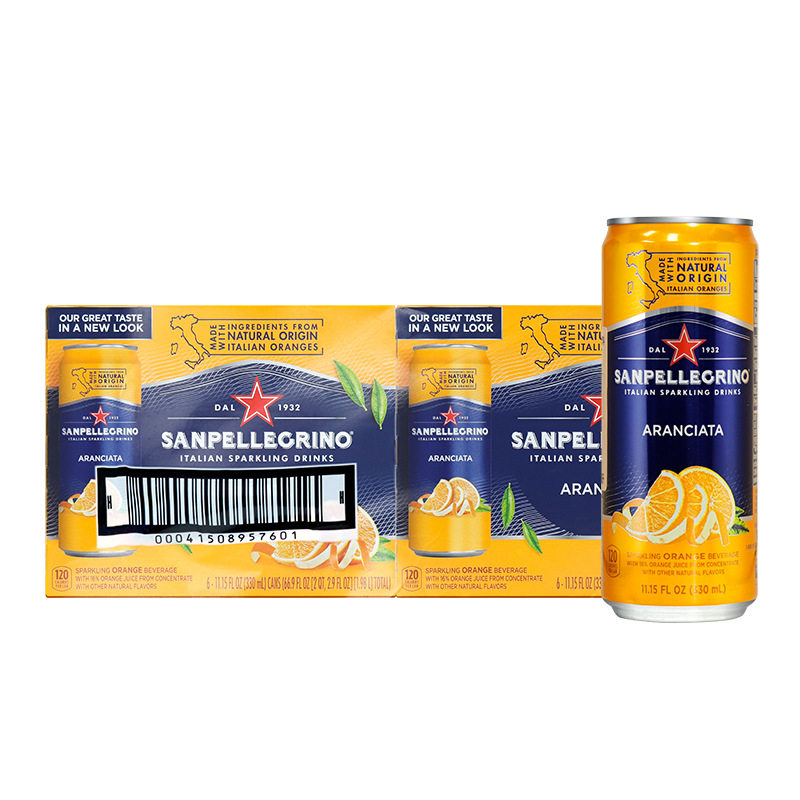 意大利进口圣培露果汁饮料330ml*24罐整箱果味碳酸饮料饮品