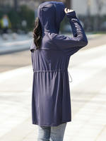 300-pound extra-large women's clothing, A waist-cinching A-line sun-protective suit for chubby girls, a mid-length, slimming ice silk thin coat for women in summer thumbnail 8