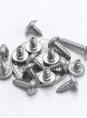 PWA精密镀镍圆头带垫自攻螺丝钉微型电子数码小螺丝盘头带垫介子