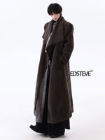 EDSTEVE's winter Korean-style long woolen coat, new Chinese-style retro lapel Chenille knee-length trench coat, niche thumbnail 6