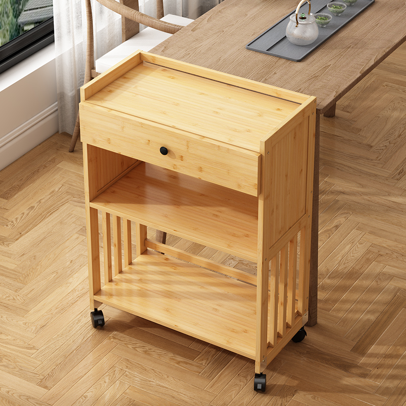 厨房置物架落地多层储物茶水架收纳架茶桌茶台餐厅带轮移动小推车