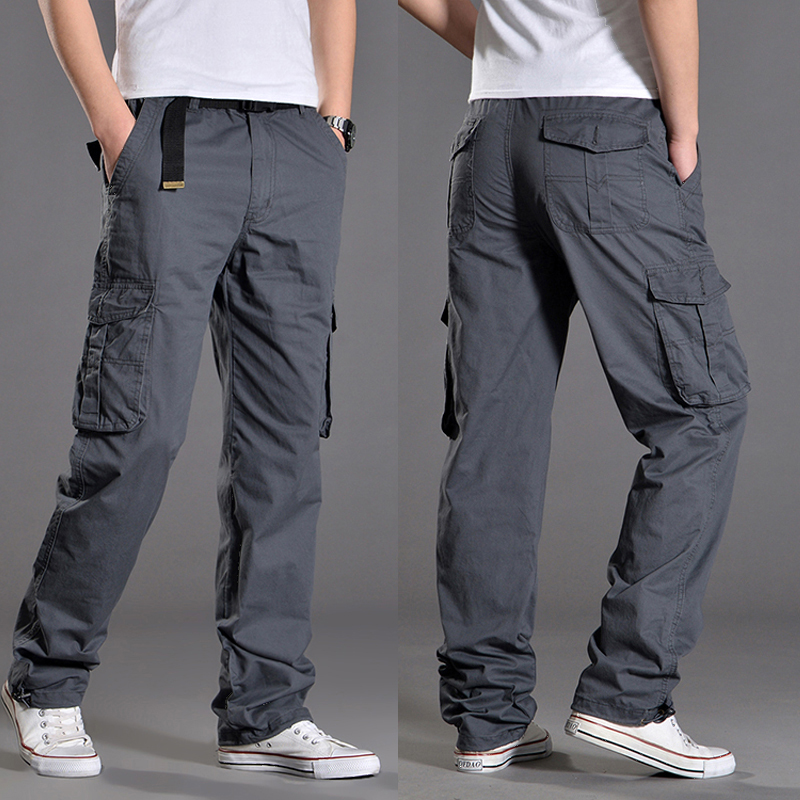 薄款透气长裤宽松直筒多袋工装裤