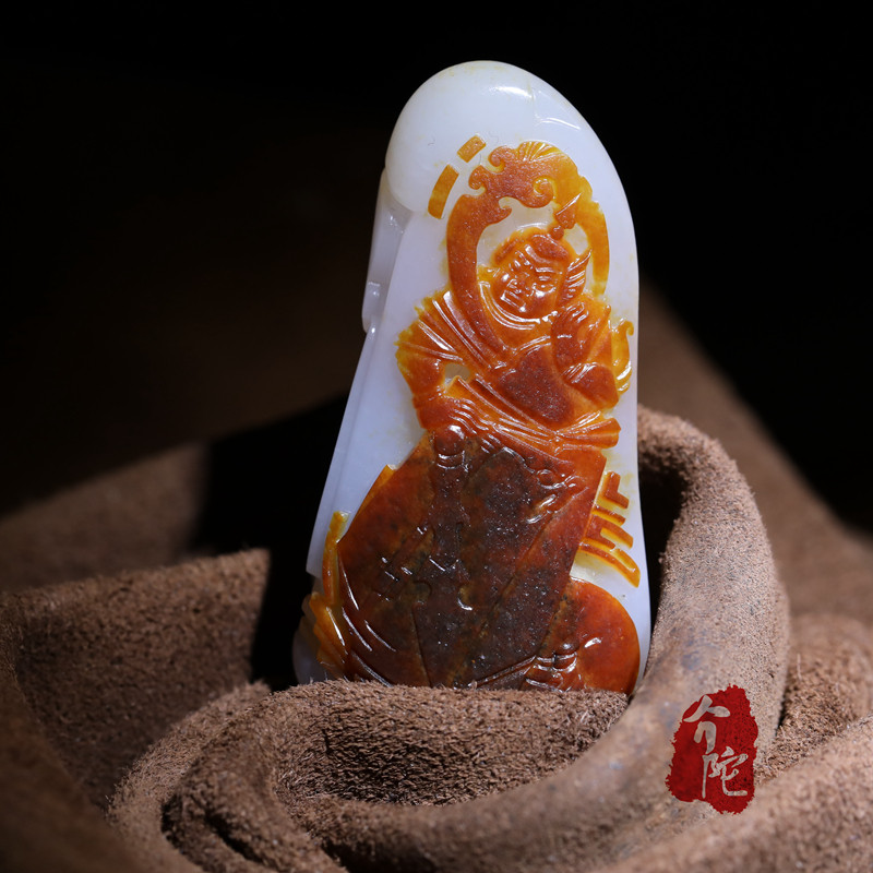 【结缘】大师崔磊作品 和田玉籽料 老熟红油皮 独籽 沁色巧