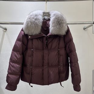 时尚 女装 冬季 真毛领保暖白鸭绒羽绒服外套 2025新款