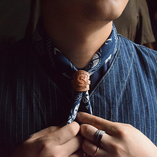 茄子原创美式复古方巾扣咔叽工装机车嘻哈潮搭配饰领巾古着个性男