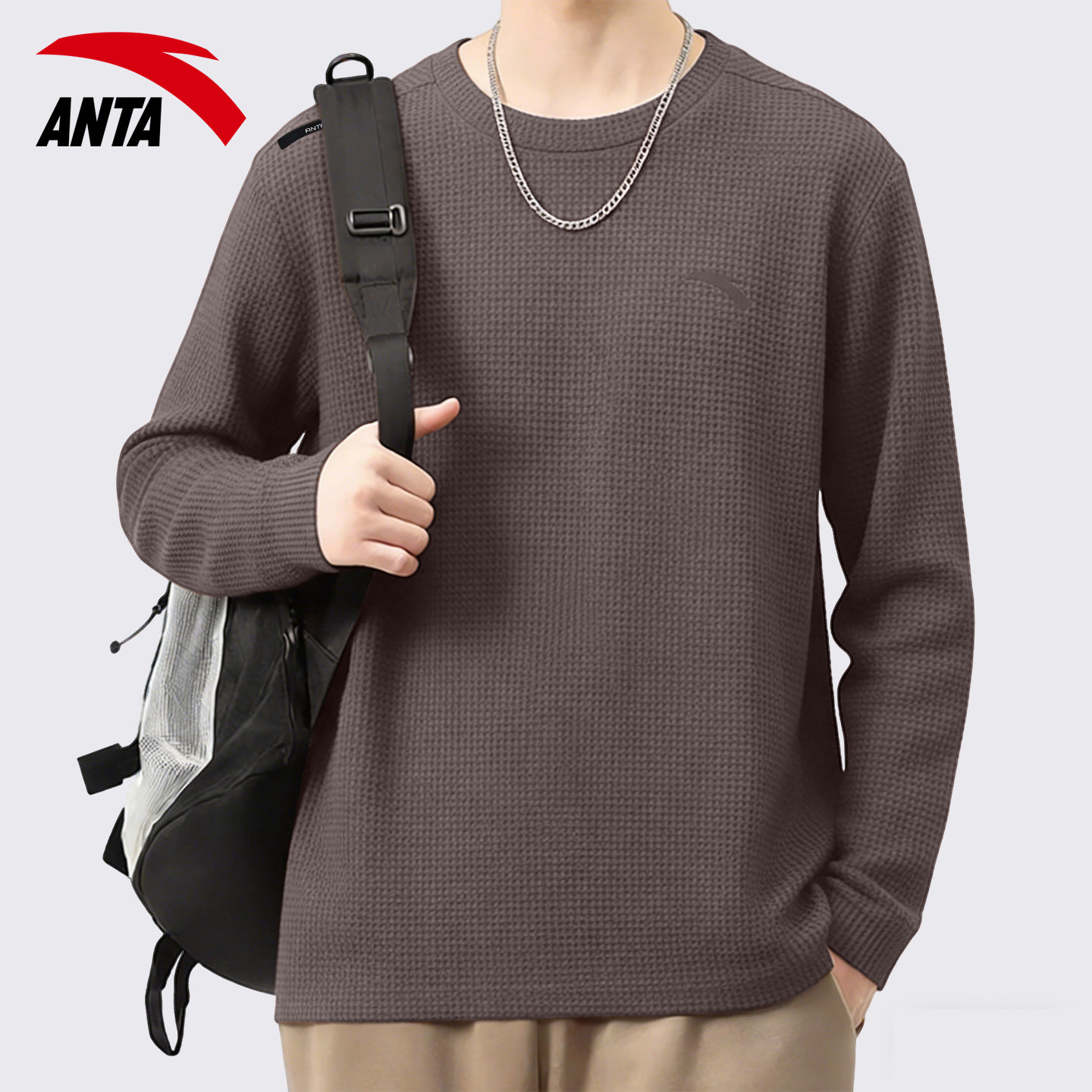 安踏长袖t恤男2026春季新款针织圆领宽松大码内搭打底衫运动上衣,运动服/休闲服装,运动T恤,淘宝优惠券,粉丝福利购,淘宝优惠卷