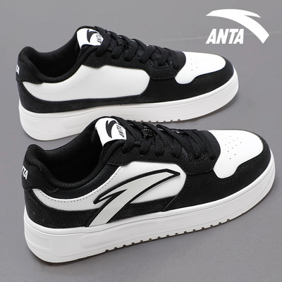 安踏轻松板鞋女潮流小白鞋熊猫鞋