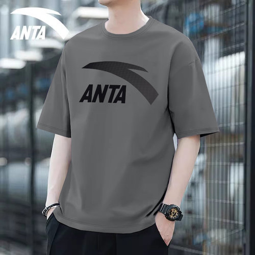 安踏短袖t恤男LOGO印花休闲半袖