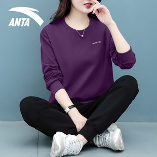 安踏运动服套装女2025秋冬装长袖卫衣长裤中年妈妈宽松休闲两件套