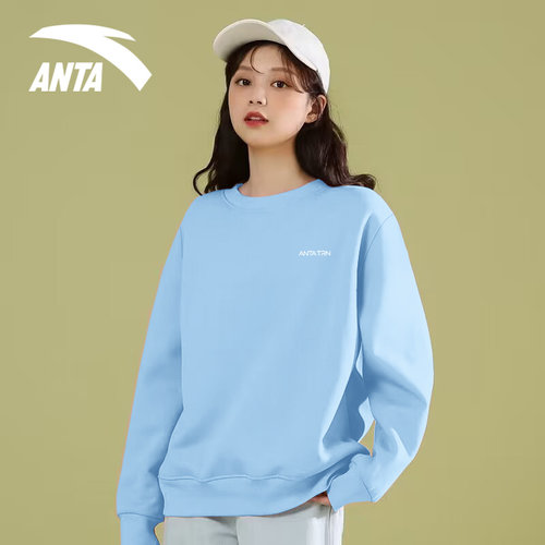 安踏卫衣女长袖圆领套头打底衫