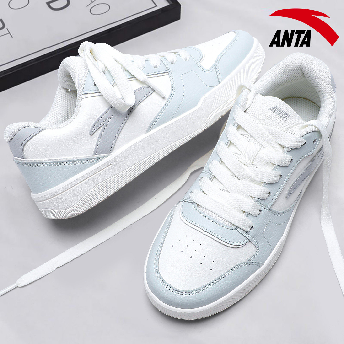 安踏路冲板鞋女鞋时尚休闲小白鞋