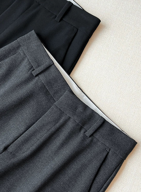 高阶时髦TH家抗皱垂感黑色高腰西装裤锥形烟管裤2025春夏