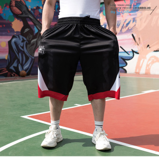 男 短裤 宽松冰丝过膝篮球裤 嘻哈大码 夏季 肥佬街球五分裤 运动薄款
