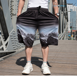 胖子过膝盖五分裤 训练篮球裤 男 嘻哈男大码 2022年新街球运动短裤
