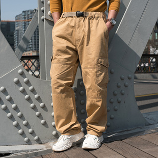 宽松老爹阔腿裤 裤 纯棉多口袋休闲裤 肥佬工装 嘻哈加肥加大码 欧版