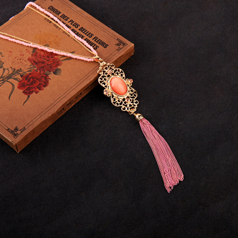 毛衣链长款百搭简约2021年新款宝石流苏吊坠项链女配饰挂件饰品