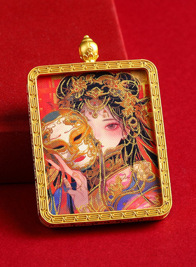 手绘描金唐卡嘎呜盒扎基拉姆前世今生吊坠合金唐卡盒随身挂坠