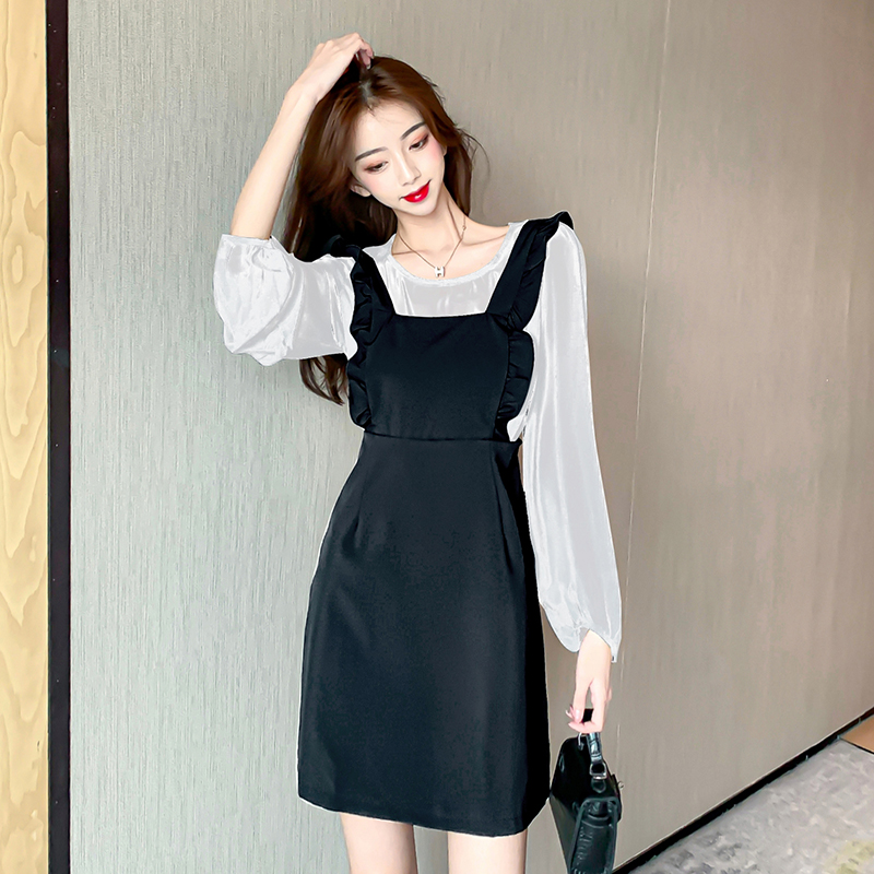 Fried Street suit 2020 new women's spring and autumn two-piece dress fashion temperament show thin foreign style strap dress
