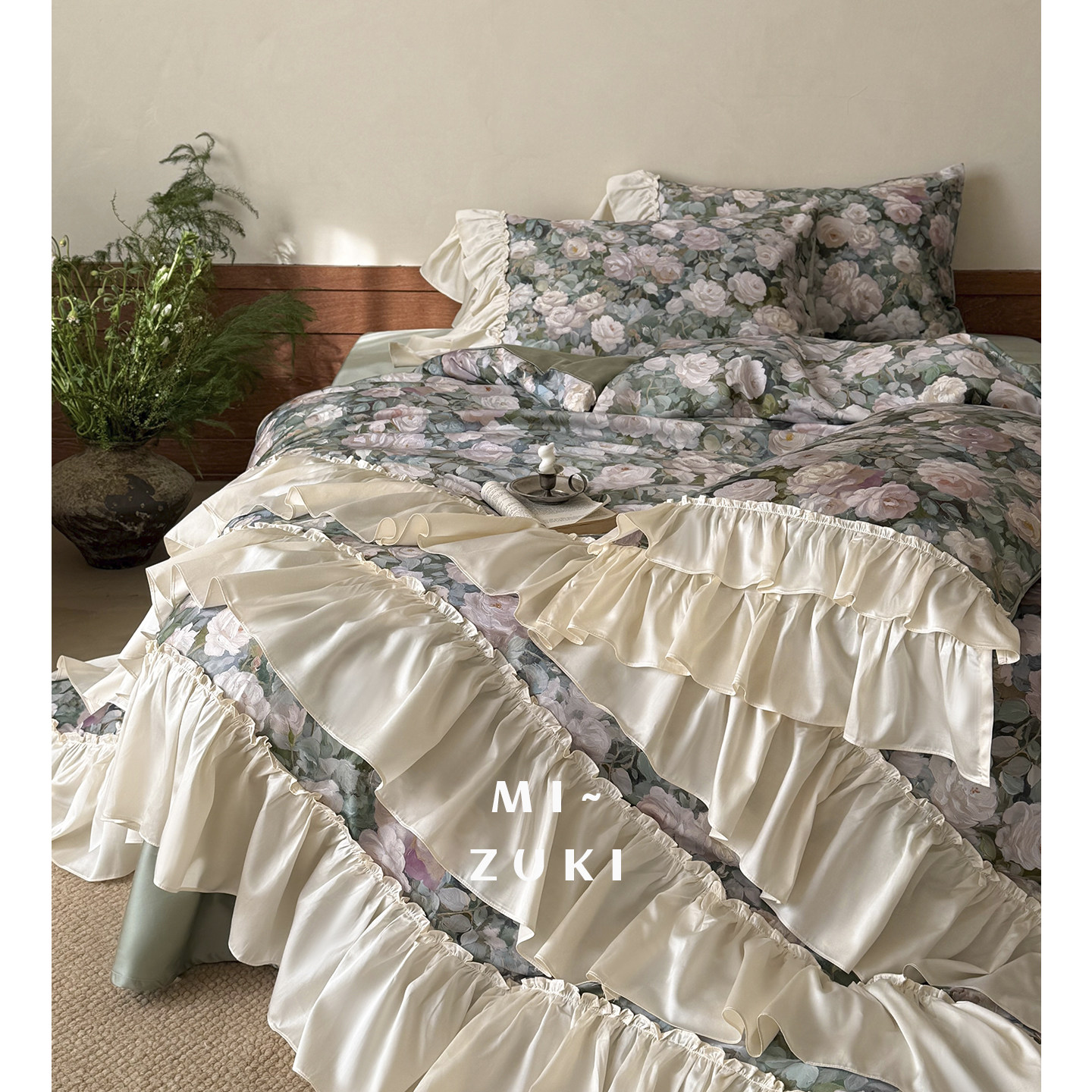 Retro·苔紫藏春·全棉长绒棉复古油画花卉床上四件套床单被套,床上用品,床品套件/四件套/多件套,淘宝优惠券,粉丝福利购,淘宝优惠卷