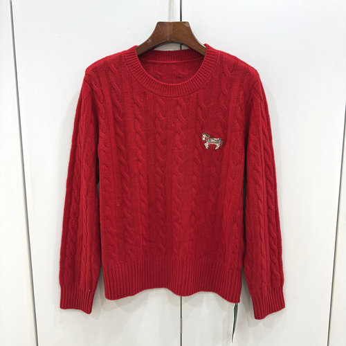 293-5106 欧洲站2025冬新款圆领时尚卡通小马刺绣麻花羊毛针织衫