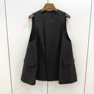 26603欧货2026春时尚 圆领单排扣韩系A字遮臀中长宽松百搭马甲外套