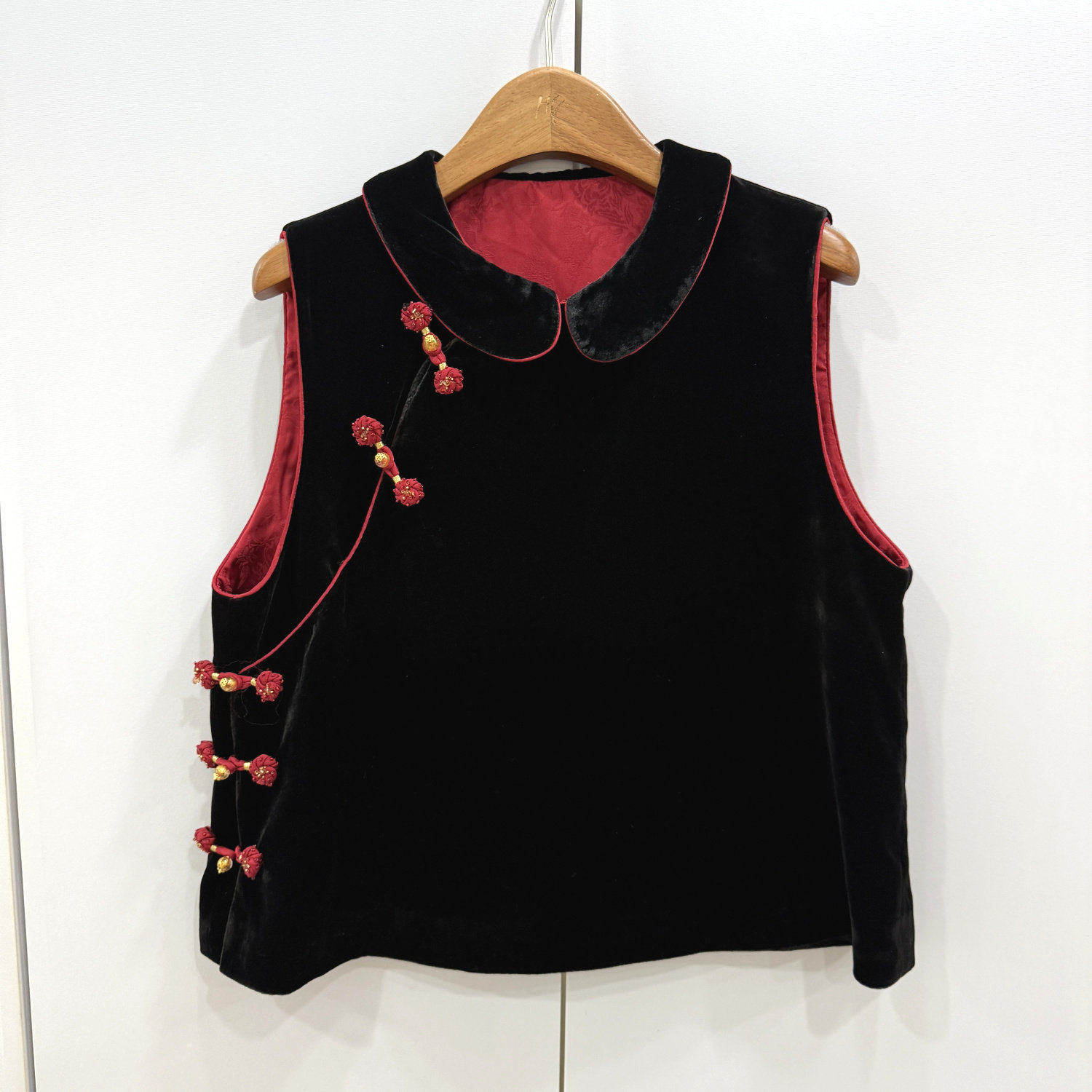 JD692欧洲站26春斜门禁盘扣娃娃领复古减龄国风真丝丝绒马甲外套,女装/女士精品,上衣,淘宝优惠券,粉丝福利购,淘宝优惠卷