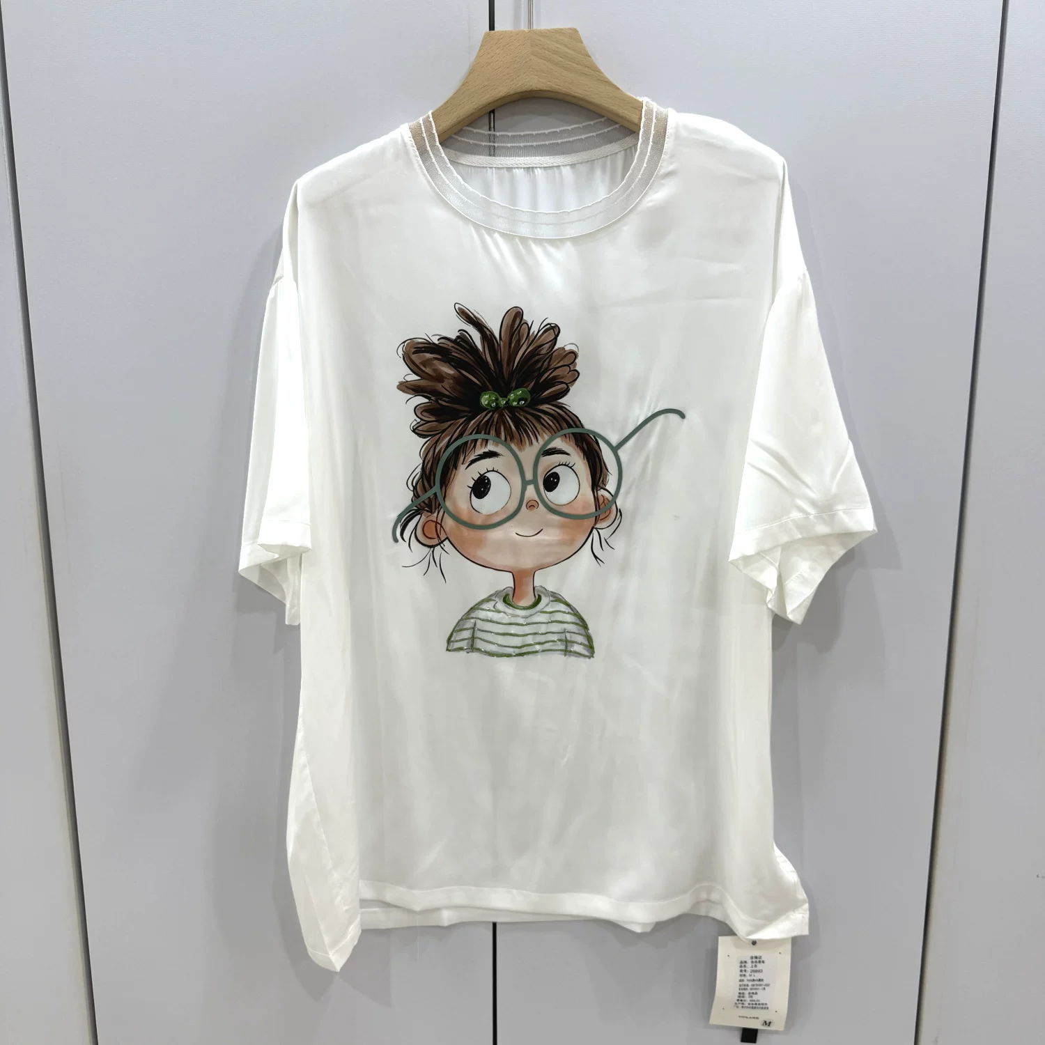 依依莱客26893 欧洲站26夏款时尚韩版卡通风人物印花宽松显瘦T恤