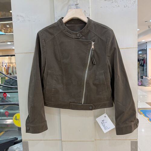 摩登风暴B2633 斜门禁拉链立领磨毛皮衣夹克短外套机车服欧货秋装