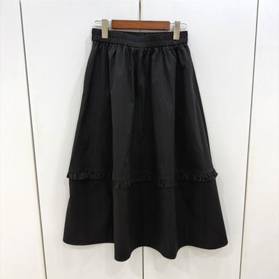 Beauty 6368欧货2026春松紧高腰木耳边设计感减龄中长A字半身裙潮