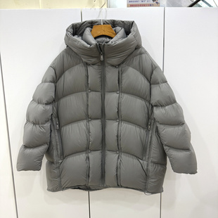 D6615欧洲站25冬拉链连帽泡泡袖 双排压扣泡芙舒适高端鹅绒羽绒服