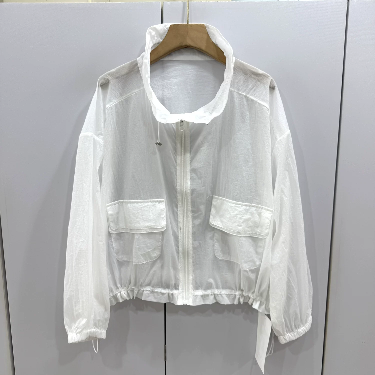 伊人部落26121 欧洲站26夏季新款时尚百搭抽绳轻薄拉链防晒衣外套