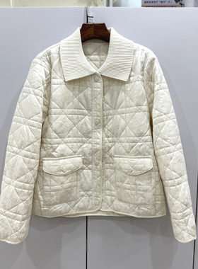 80202欧洲站25秋冬新款时尚口袋翻领单排扣纯色百搭休闲夹棉外套