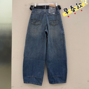 Jeans红提子66016春新款刺绣显瘦无弹阔腿弯刀裤女牛仔裤2026潮