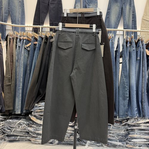 Jeans沫子18831秋款正品韩版高腰显瘦宽松休闲九分弯刀裤女筒裤