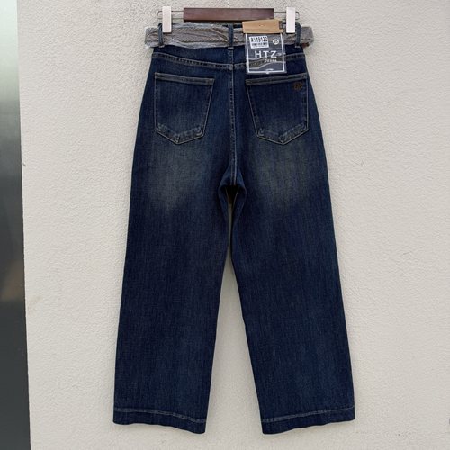 2026秋款JEANS红提子19122牛仔裤女高腰窄版直筒九分裤刺绣法棍裤