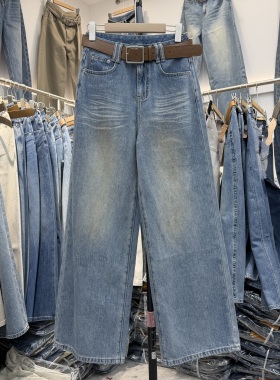 JEANS阿凡牛5562欧货浅色牛仔裤女春季2026新款高腰宽松直筒裤