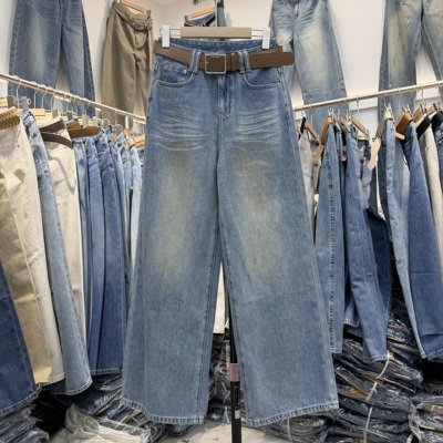 JEANS阿凡牛5562欧货浅色牛仔裤女春季2026新款高腰宽松直筒裤