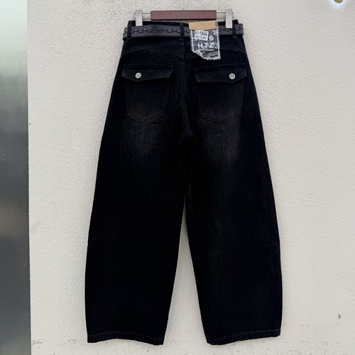2026秋款JEANS红提子19044牛仔裤女高腰弹力黑灰色弯刀裤拖地长裤