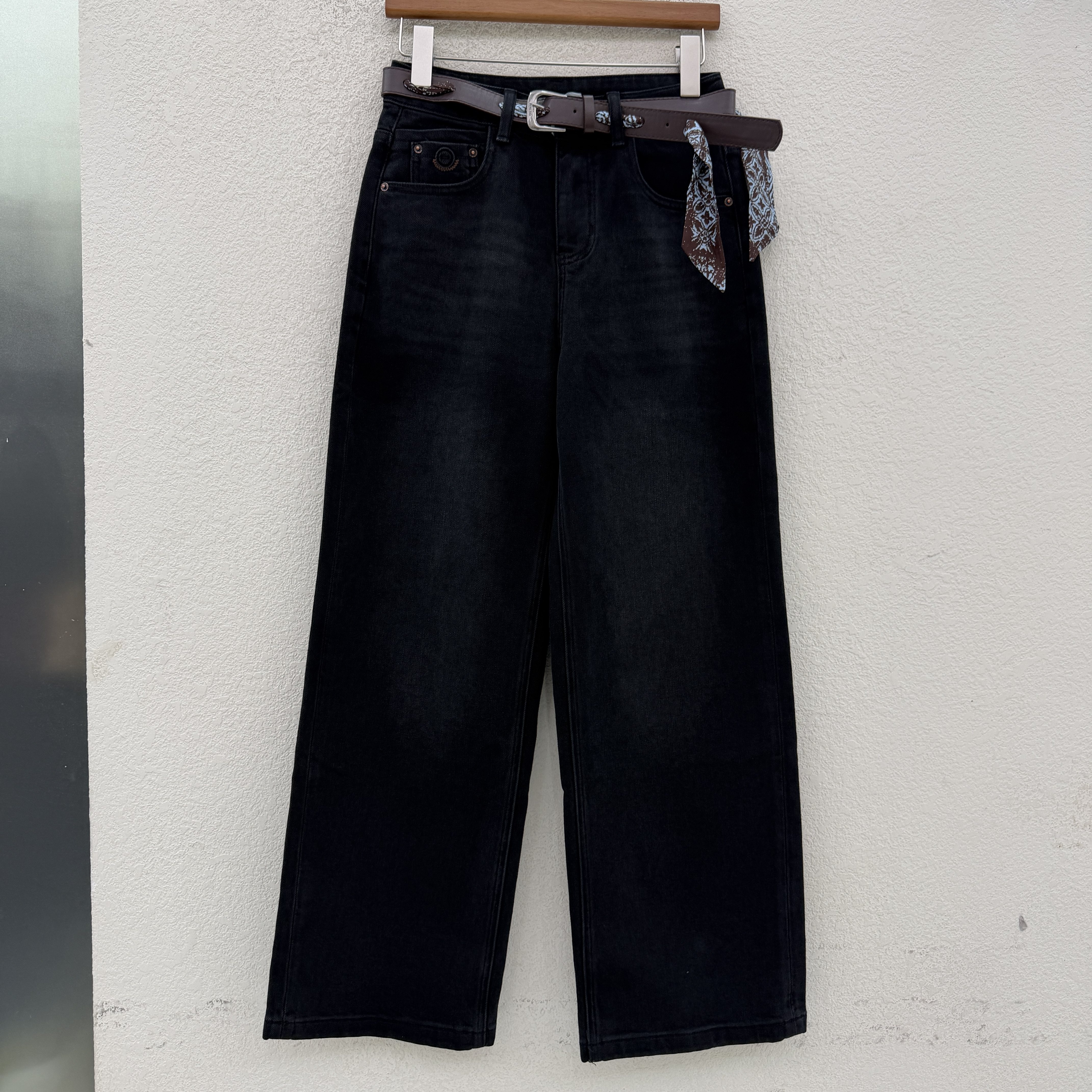 2026秋款N FASHION JEANS韩酷莱5574牛仔裤女高腰直筒裤拖地长裤